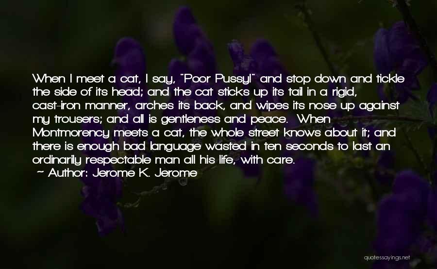 Jerome K. Jerome Quotes: When I Meet A Cat, I Say, Poor Pussy! And Stop Down And Tickle The Side Of Its Head; And
