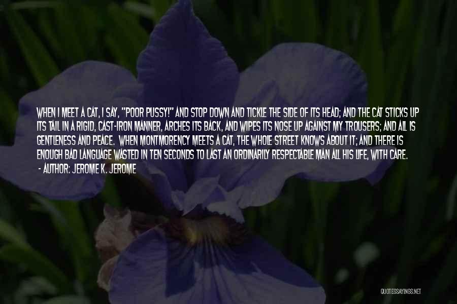 Jerome K. Jerome Quotes: When I Meet A Cat, I Say, Poor Pussy! And Stop Down And Tickle The Side Of Its Head; And