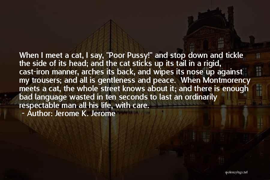 Jerome K. Jerome Quotes: When I Meet A Cat, I Say, Poor Pussy! And Stop Down And Tickle The Side Of Its Head; And