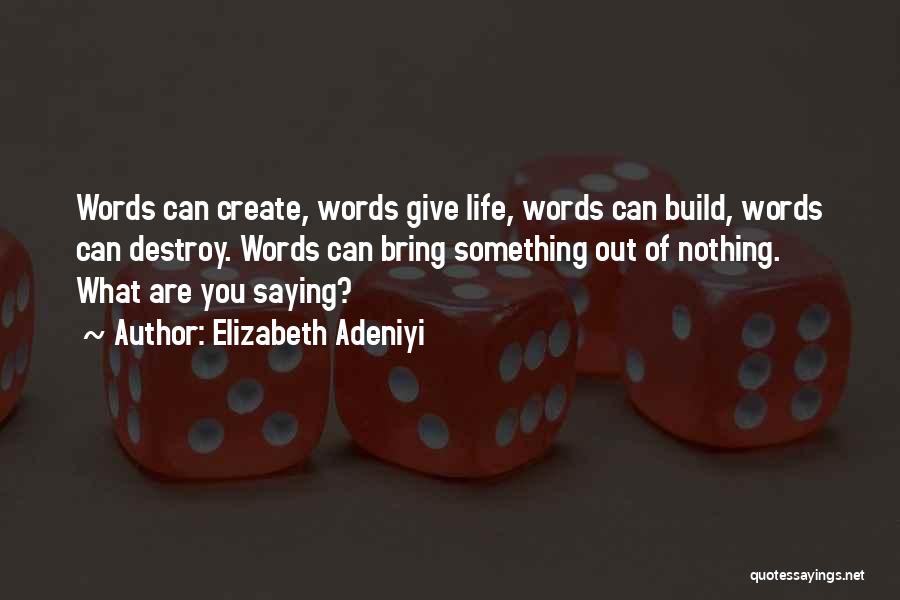 Elizabeth Adeniyi Quotes: Words Can Create, Words Give Life, Words Can Build, Words Can Destroy. Words Can Bring Something Out Of Nothing. What