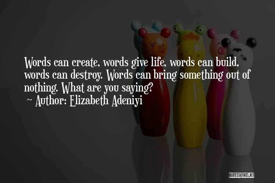 Elizabeth Adeniyi Quotes: Words Can Create, Words Give Life, Words Can Build, Words Can Destroy. Words Can Bring Something Out Of Nothing. What