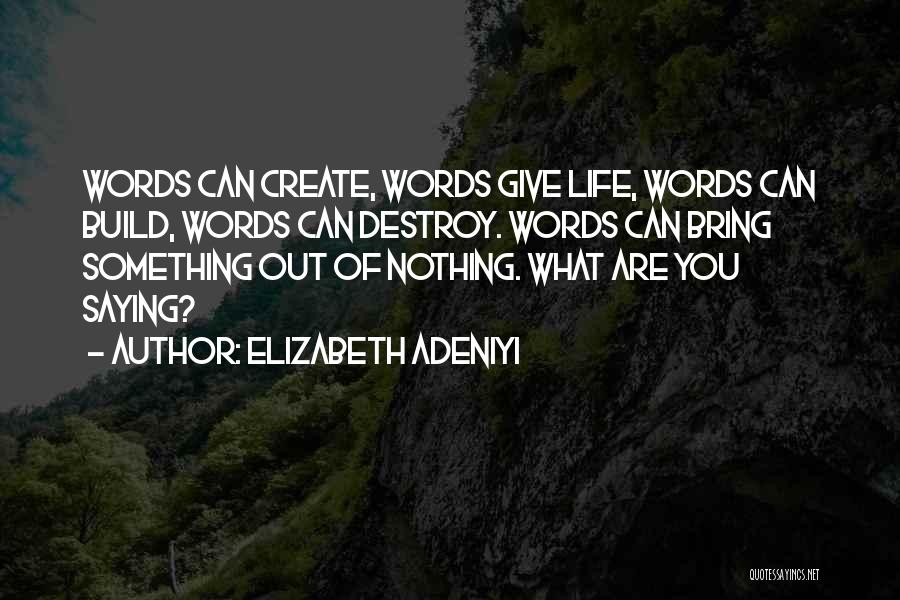 Elizabeth Adeniyi Quotes: Words Can Create, Words Give Life, Words Can Build, Words Can Destroy. Words Can Bring Something Out Of Nothing. What