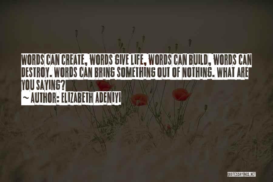 Elizabeth Adeniyi Quotes: Words Can Create, Words Give Life, Words Can Build, Words Can Destroy. Words Can Bring Something Out Of Nothing. What