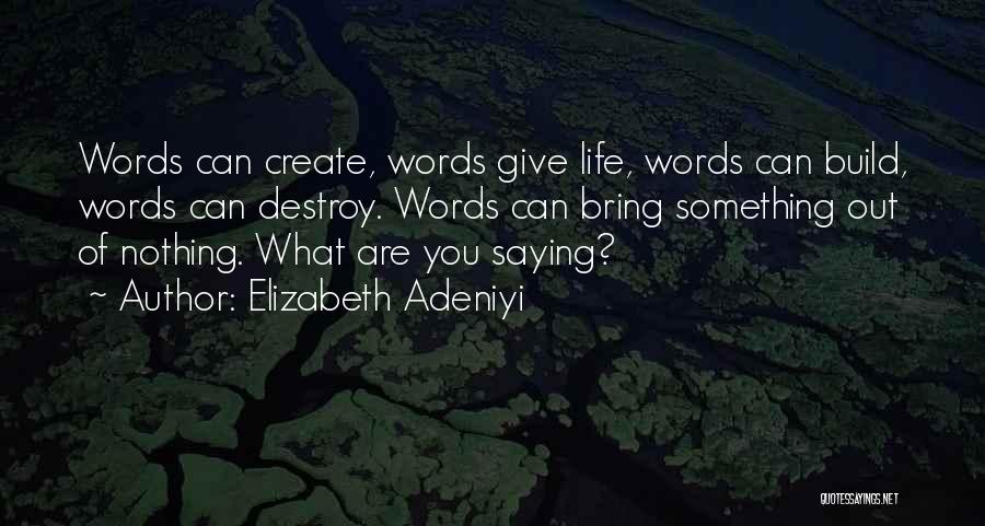 Elizabeth Adeniyi Quotes: Words Can Create, Words Give Life, Words Can Build, Words Can Destroy. Words Can Bring Something Out Of Nothing. What