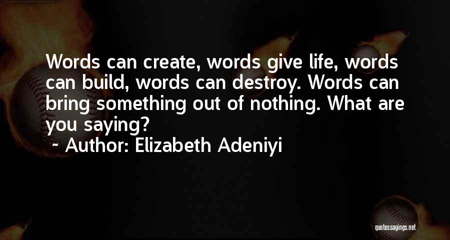 Elizabeth Adeniyi Quotes: Words Can Create, Words Give Life, Words Can Build, Words Can Destroy. Words Can Bring Something Out Of Nothing. What