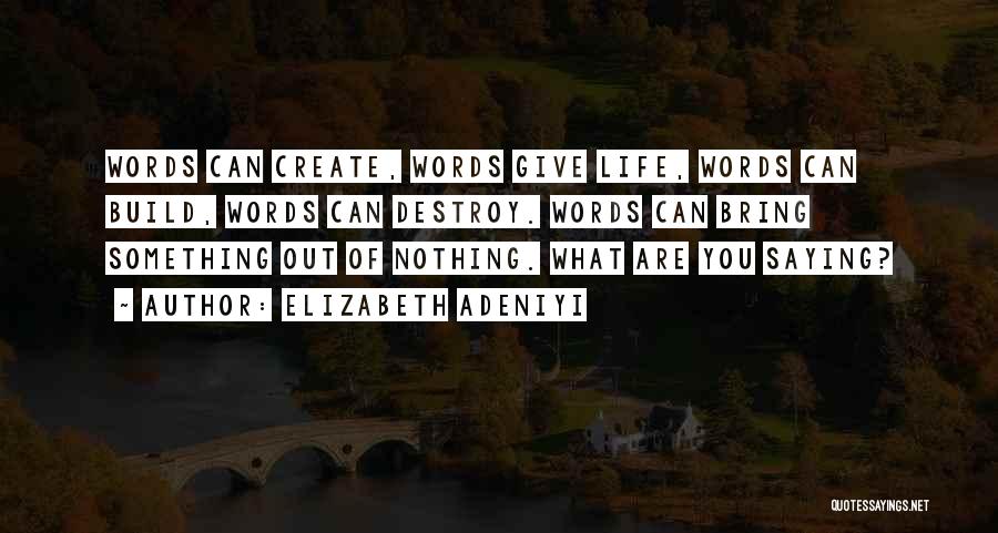 Elizabeth Adeniyi Quotes: Words Can Create, Words Give Life, Words Can Build, Words Can Destroy. Words Can Bring Something Out Of Nothing. What