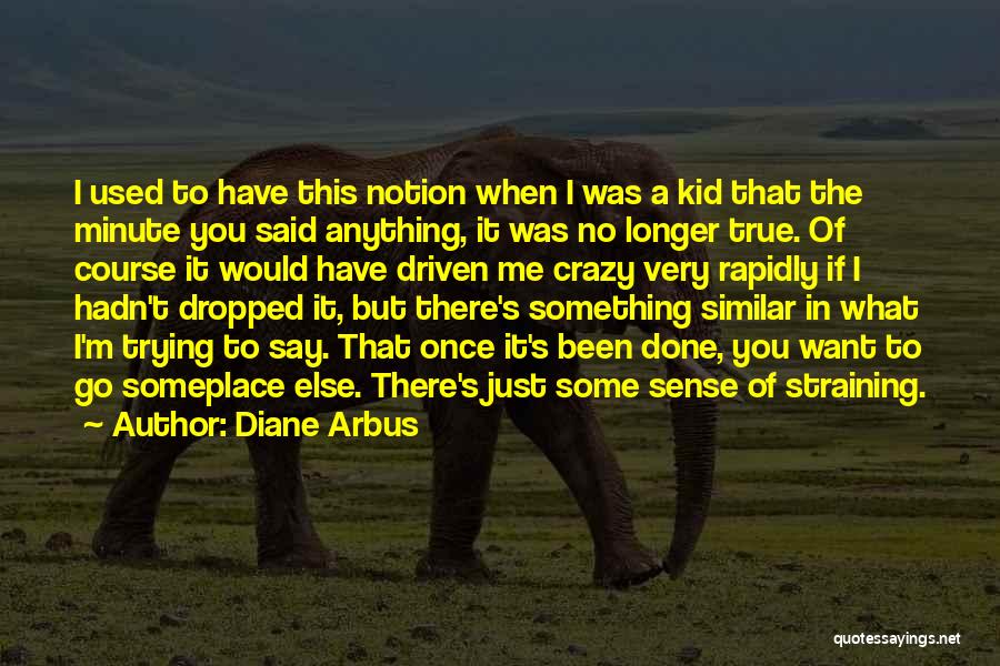 Diane Arbus Quotes: I Used To Have This Notion When I Was A Kid That The Minute You Said Anything, It Was No