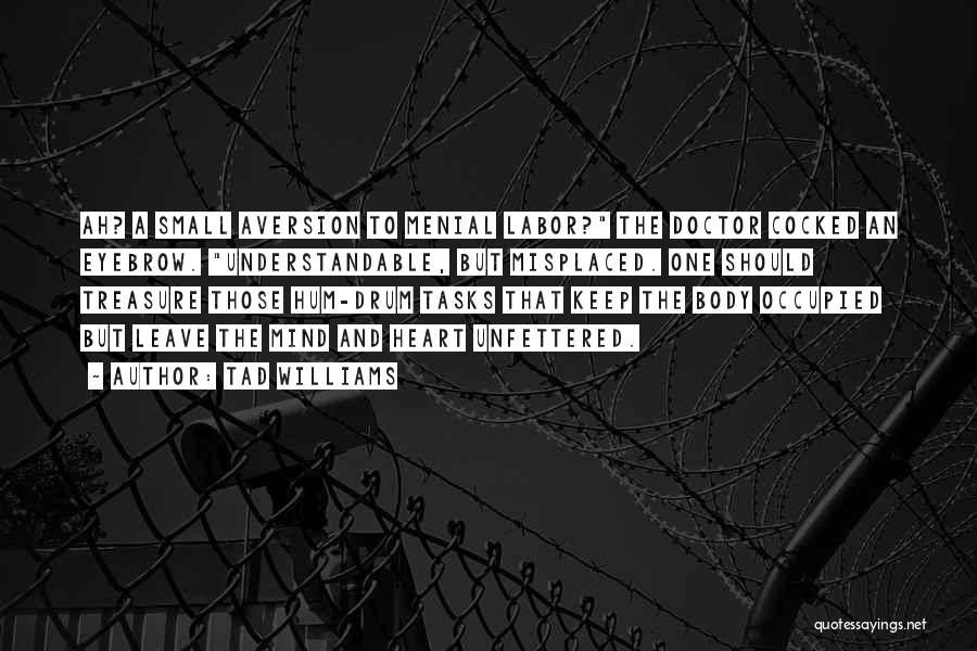 Tad Williams Quotes: Ah? A Small Aversion To Menial Labor? The Doctor Cocked An Eyebrow. Understandable, But Misplaced. One Should Treasure Those Hum-drum