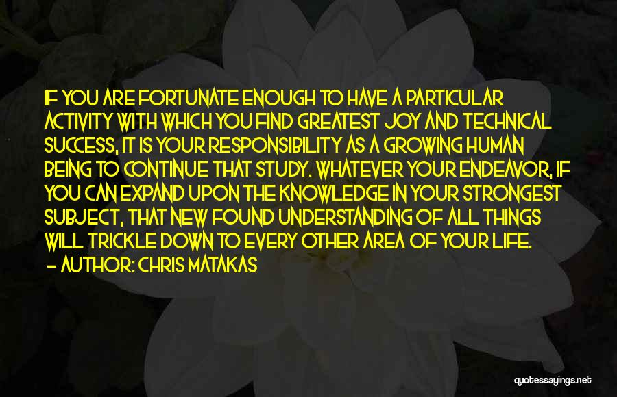 Chris Matakas Quotes: If You Are Fortunate Enough To Have A Particular Activity With Which You Find Greatest Joy And Technical Success, It