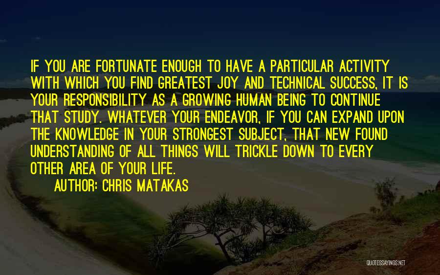 Chris Matakas Quotes: If You Are Fortunate Enough To Have A Particular Activity With Which You Find Greatest Joy And Technical Success, It