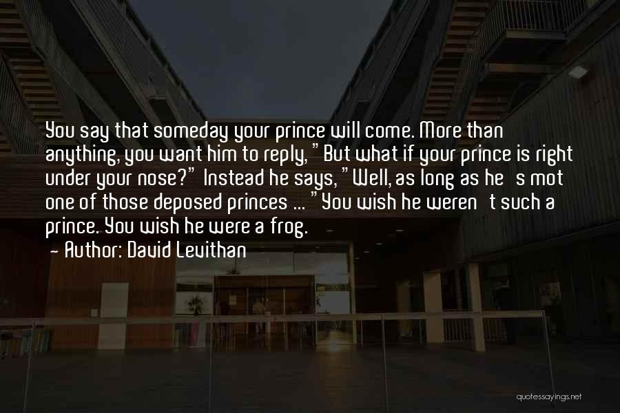 David Levithan Quotes: You Say That Someday Your Prince Will Come. More Than Anything, You Want Him To Reply, But What If Your