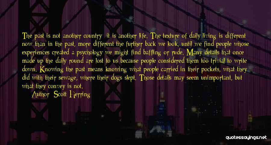 Scott Herring Quotes: The Past Is Not Another Country; It Is Another Life. The Texture Of Daily Living Is Different Now Than In