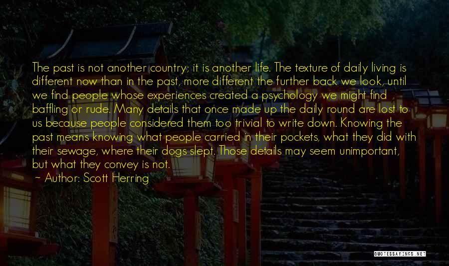 Scott Herring Quotes: The Past Is Not Another Country; It Is Another Life. The Texture Of Daily Living Is Different Now Than In