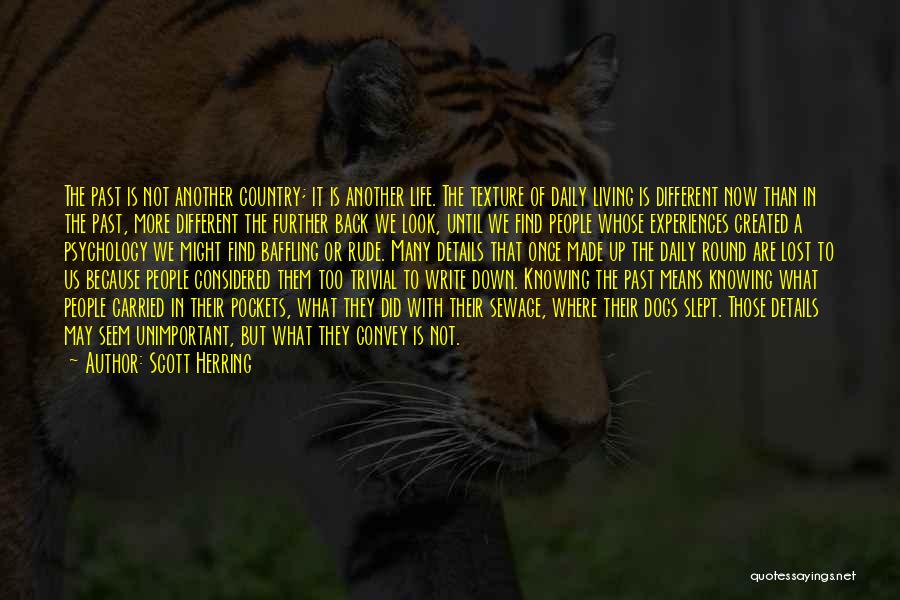Scott Herring Quotes: The Past Is Not Another Country; It Is Another Life. The Texture Of Daily Living Is Different Now Than In