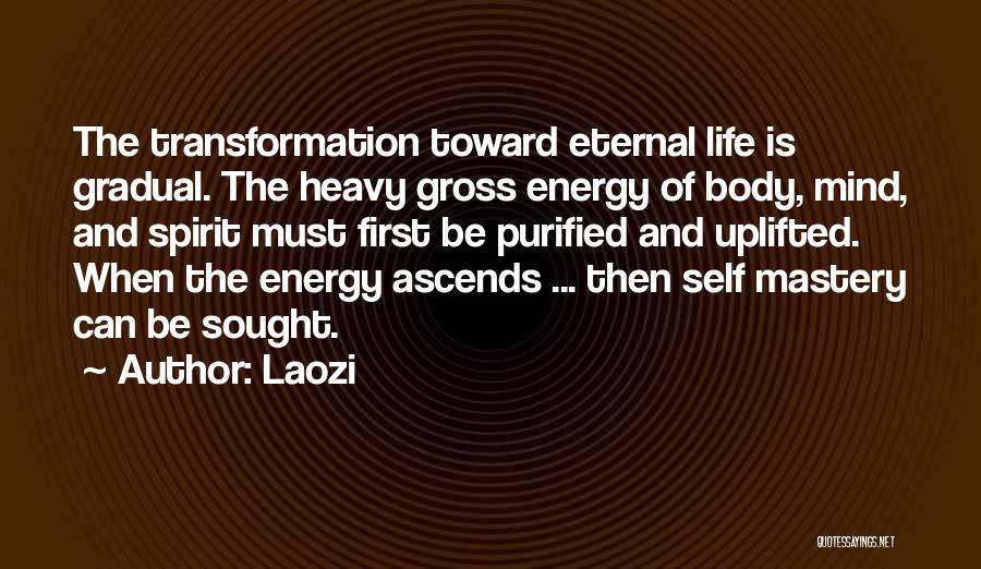 Laozi Quotes: The Transformation Toward Eternal Life Is Gradual. The Heavy Gross Energy Of Body, Mind, And Spirit Must First Be Purified