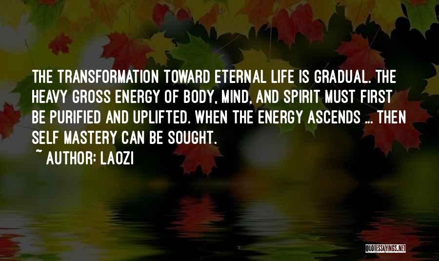 Laozi Quotes: The Transformation Toward Eternal Life Is Gradual. The Heavy Gross Energy Of Body, Mind, And Spirit Must First Be Purified