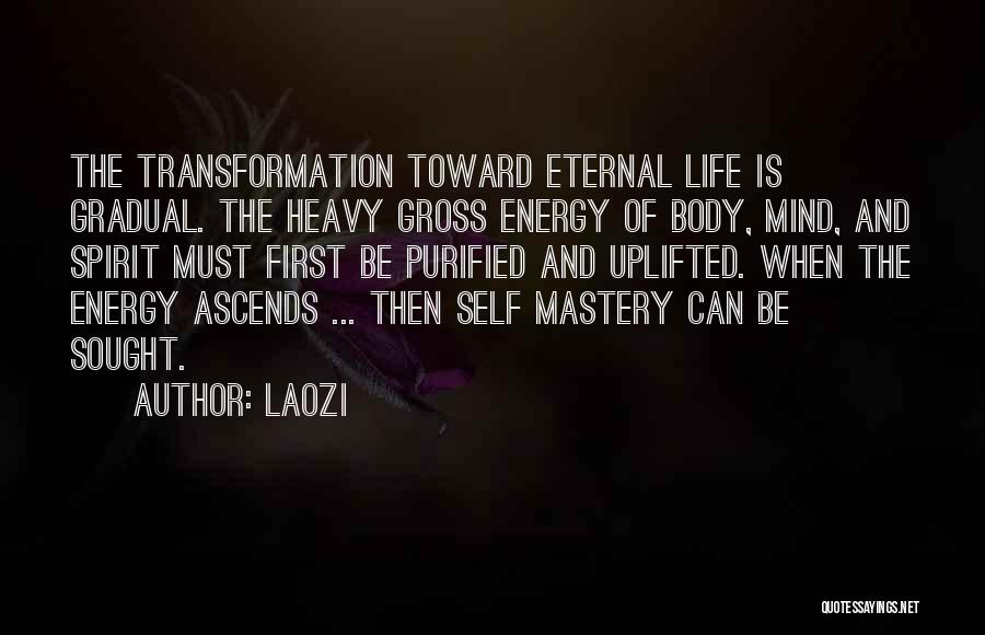 Laozi Quotes: The Transformation Toward Eternal Life Is Gradual. The Heavy Gross Energy Of Body, Mind, And Spirit Must First Be Purified