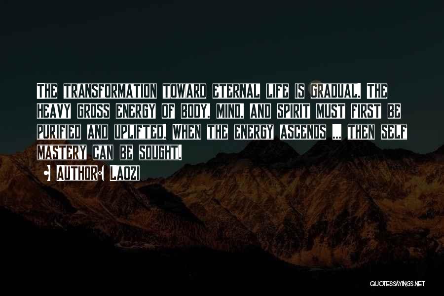 Laozi Quotes: The Transformation Toward Eternal Life Is Gradual. The Heavy Gross Energy Of Body, Mind, And Spirit Must First Be Purified