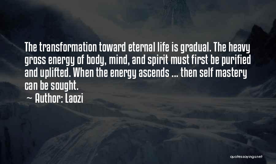 Laozi Quotes: The Transformation Toward Eternal Life Is Gradual. The Heavy Gross Energy Of Body, Mind, And Spirit Must First Be Purified