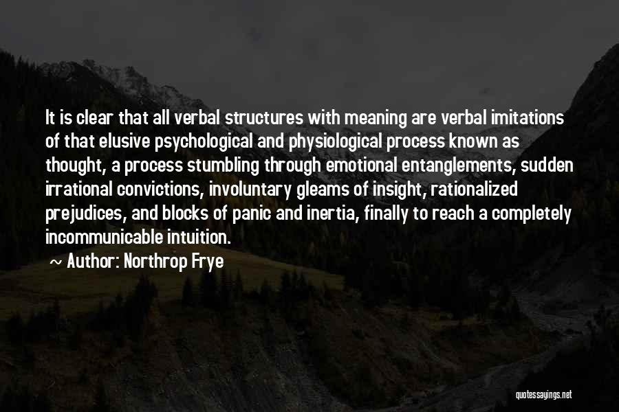 Northrop Frye Quotes: It Is Clear That All Verbal Structures With Meaning Are Verbal Imitations Of That Elusive Psychological And Physiological Process Known