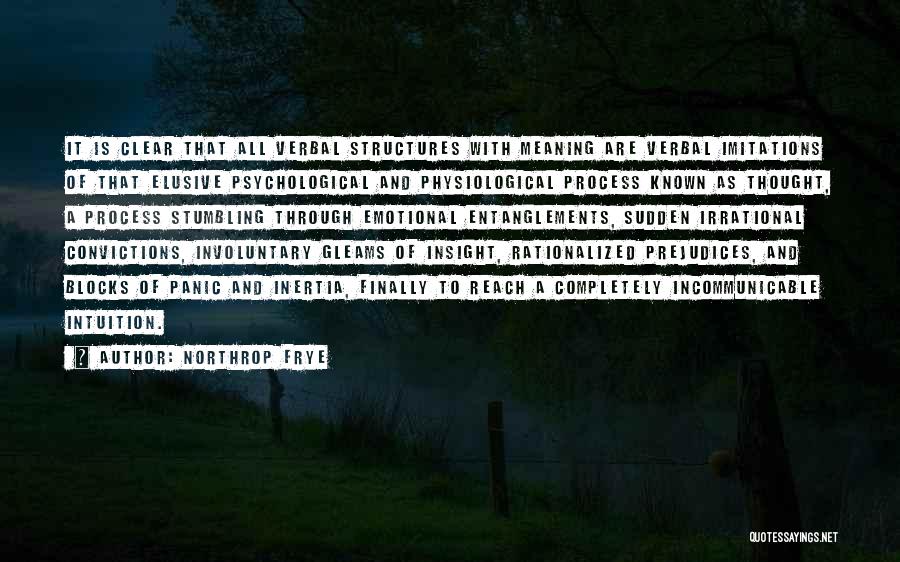 Northrop Frye Quotes: It Is Clear That All Verbal Structures With Meaning Are Verbal Imitations Of That Elusive Psychological And Physiological Process Known