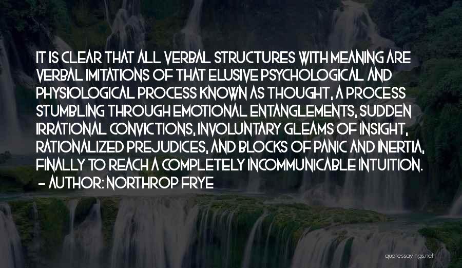 Northrop Frye Quotes: It Is Clear That All Verbal Structures With Meaning Are Verbal Imitations Of That Elusive Psychological And Physiological Process Known