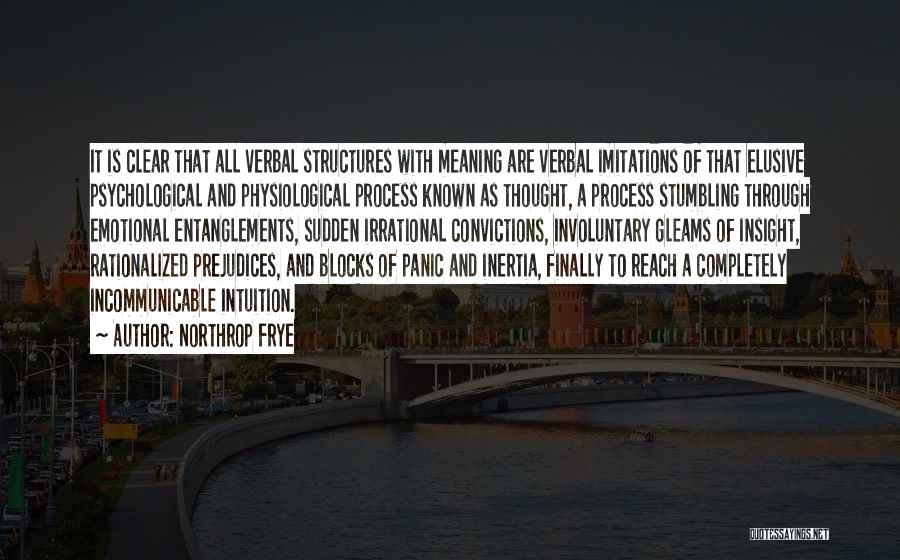 Northrop Frye Quotes: It Is Clear That All Verbal Structures With Meaning Are Verbal Imitations Of That Elusive Psychological And Physiological Process Known