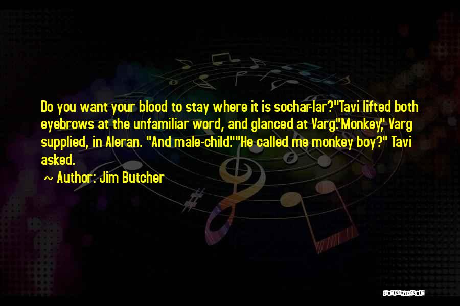 Jim Butcher Quotes: Do You Want Your Blood To Stay Where It Is Sochar-lar?tavi Lifted Both Eyebrows At The Unfamiliar Word, And Glanced