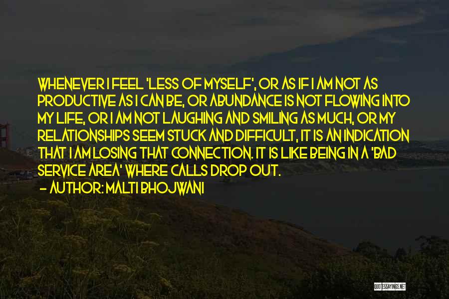 Malti Bhojwani Quotes: Whenever I Feel 'less Of Myself', Or As If I Am Not As Productive As I Can Be, Or Abundance