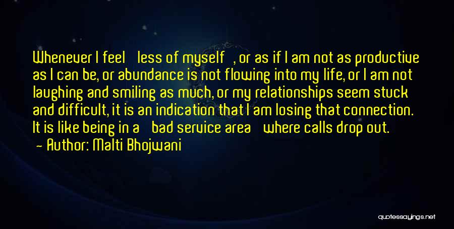 Malti Bhojwani Quotes: Whenever I Feel 'less Of Myself', Or As If I Am Not As Productive As I Can Be, Or Abundance