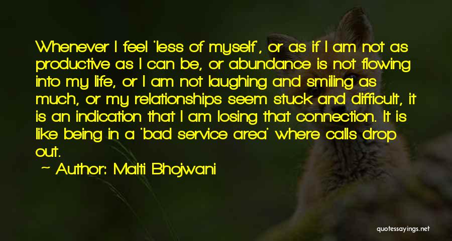 Malti Bhojwani Quotes: Whenever I Feel 'less Of Myself', Or As If I Am Not As Productive As I Can Be, Or Abundance