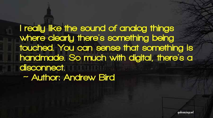 Andrew Bird Quotes: I Really Like The Sound Of Analog Things Where Clearly There's Something Being Touched. You Can Sense That Something Is