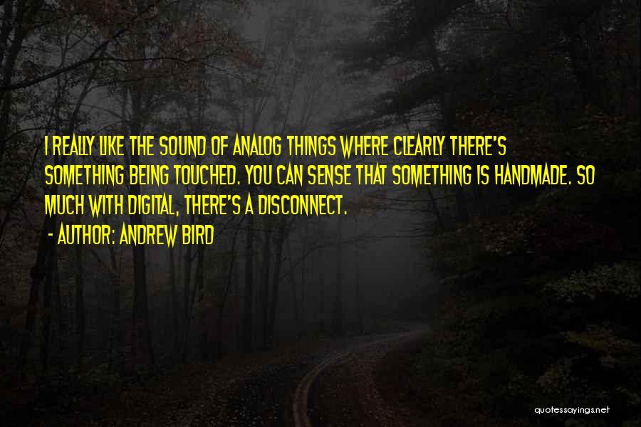 Andrew Bird Quotes: I Really Like The Sound Of Analog Things Where Clearly There's Something Being Touched. You Can Sense That Something Is