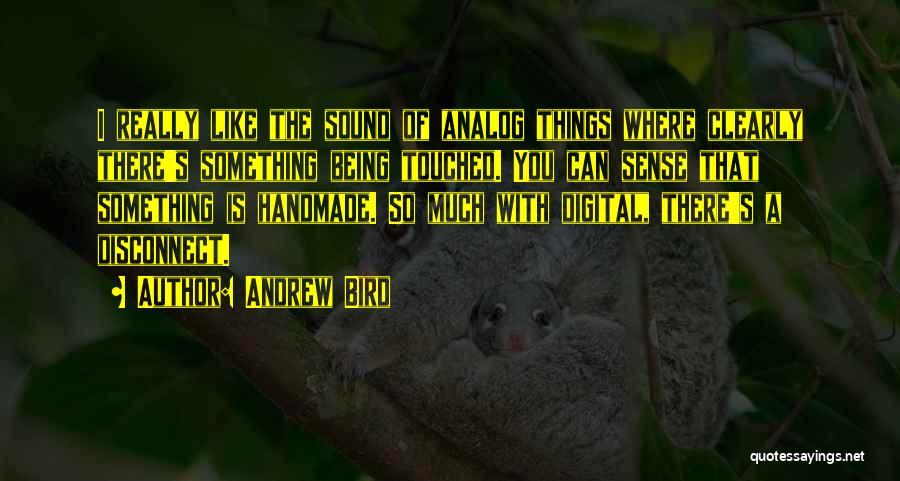 Andrew Bird Quotes: I Really Like The Sound Of Analog Things Where Clearly There's Something Being Touched. You Can Sense That Something Is