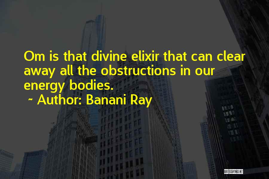 Banani Ray Quotes: Om Is That Divine Elixir That Can Clear Away All The Obstructions In Our Energy Bodies.