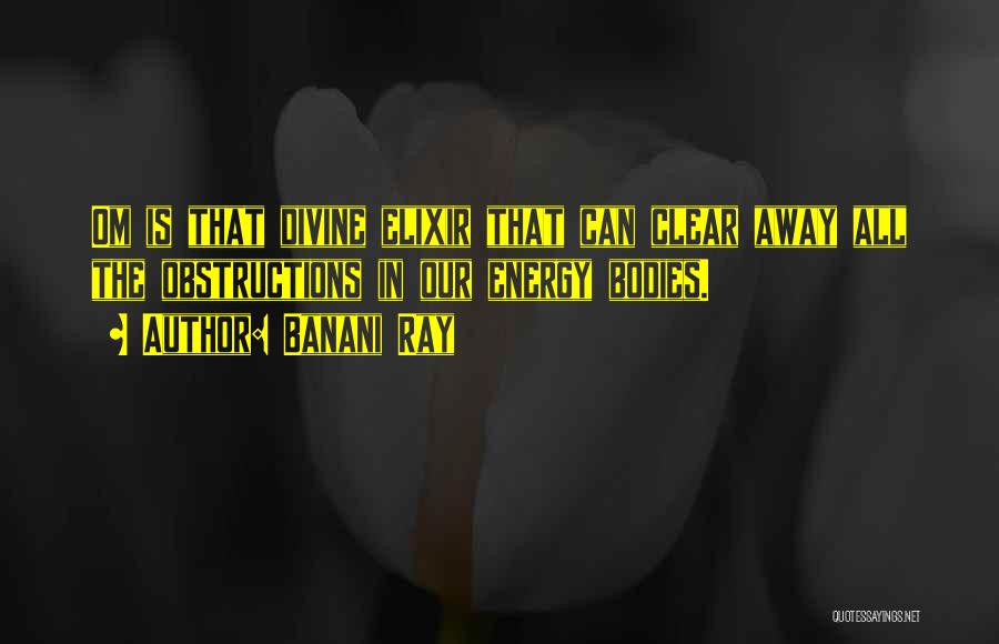 Banani Ray Quotes: Om Is That Divine Elixir That Can Clear Away All The Obstructions In Our Energy Bodies.