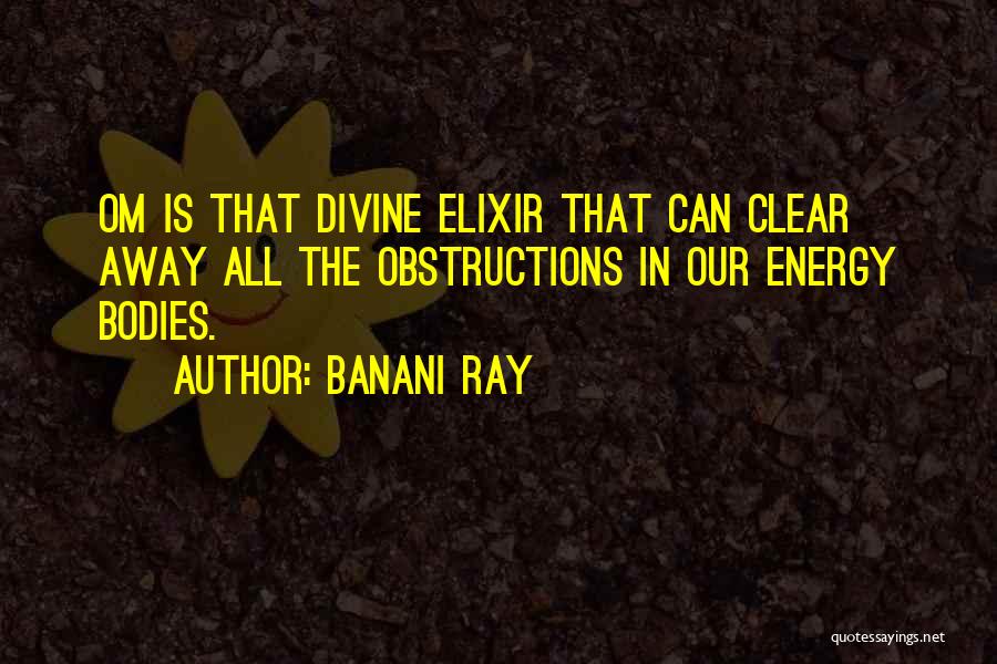 Banani Ray Quotes: Om Is That Divine Elixir That Can Clear Away All The Obstructions In Our Energy Bodies.