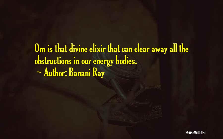 Banani Ray Quotes: Om Is That Divine Elixir That Can Clear Away All The Obstructions In Our Energy Bodies.