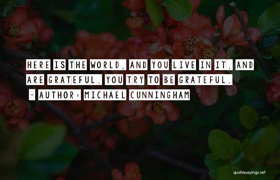 Michael Cunningham Quotes: Here Is The World, And You Live In It, And Are Grateful. You Try To Be Grateful.