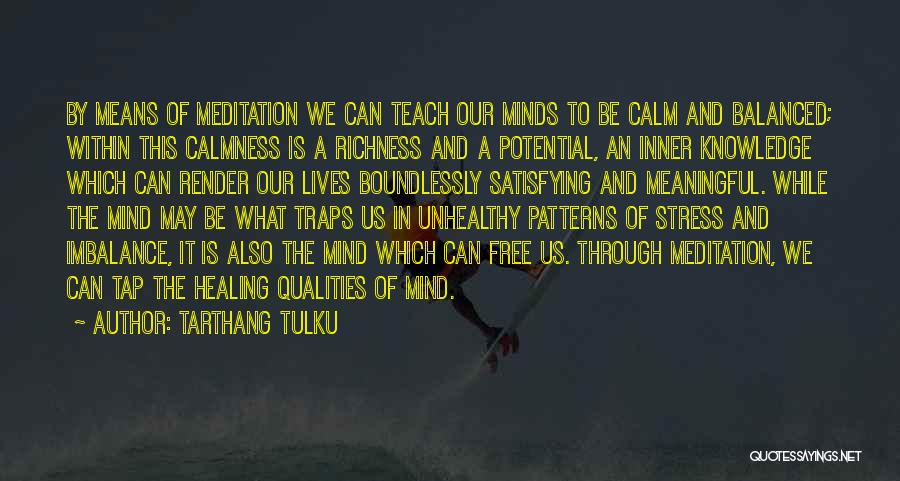 Tarthang Tulku Quotes: By Means Of Meditation We Can Teach Our Minds To Be Calm And Balanced; Within This Calmness Is A Richness