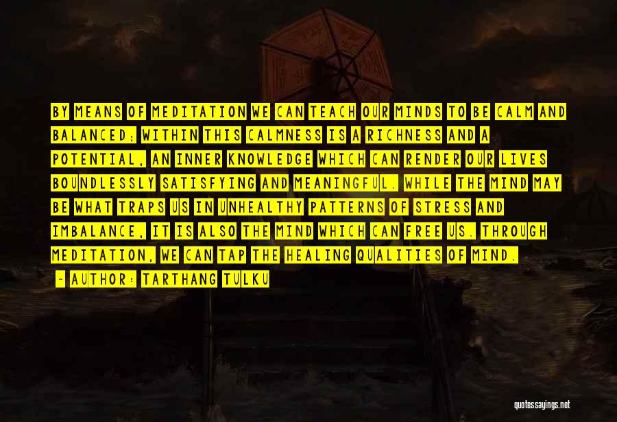 Tarthang Tulku Quotes: By Means Of Meditation We Can Teach Our Minds To Be Calm And Balanced; Within This Calmness Is A Richness