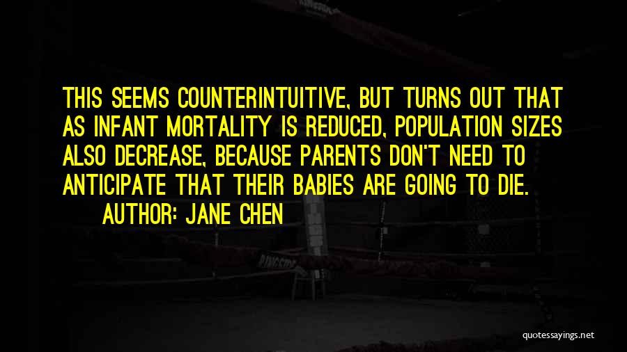 Jane Chen Quotes: This Seems Counterintuitive, But Turns Out That As Infant Mortality Is Reduced, Population Sizes Also Decrease, Because Parents Don't Need