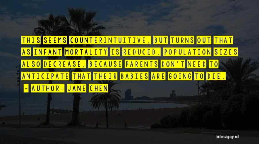 Jane Chen Quotes: This Seems Counterintuitive, But Turns Out That As Infant Mortality Is Reduced, Population Sizes Also Decrease, Because Parents Don't Need