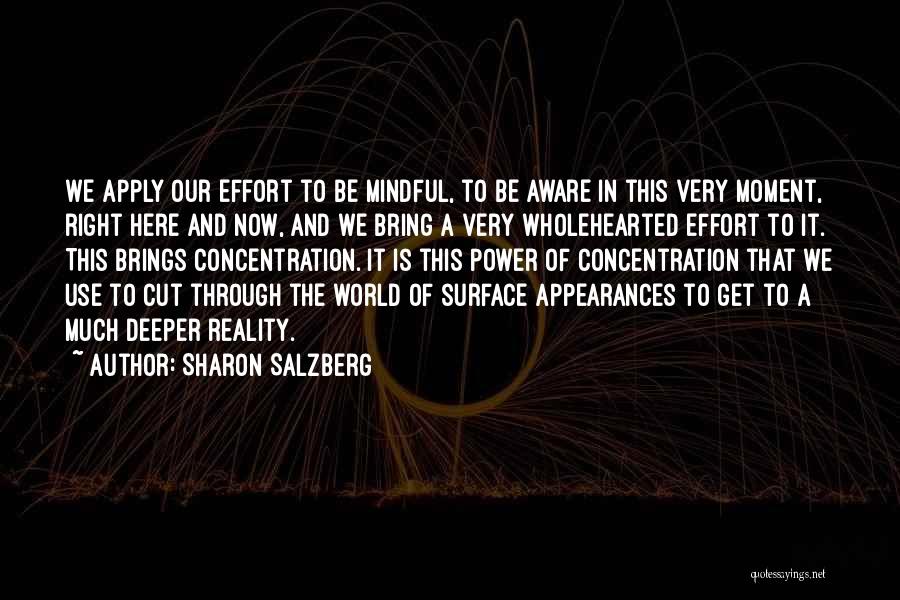 Sharon Salzberg Quotes: We Apply Our Effort To Be Mindful, To Be Aware In This Very Moment, Right Here And Now, And We