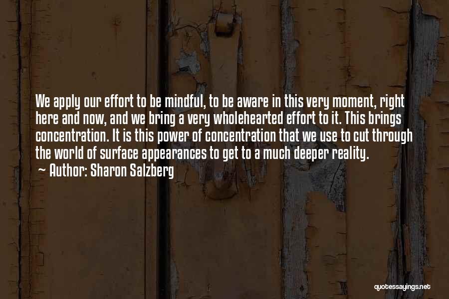Sharon Salzberg Quotes: We Apply Our Effort To Be Mindful, To Be Aware In This Very Moment, Right Here And Now, And We