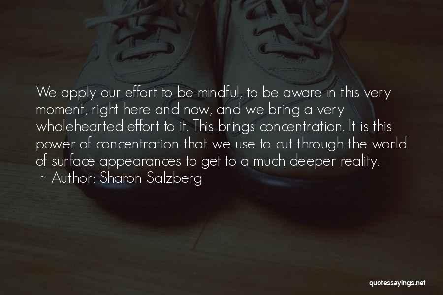 Sharon Salzberg Quotes: We Apply Our Effort To Be Mindful, To Be Aware In This Very Moment, Right Here And Now, And We