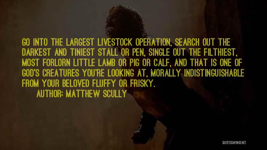 Matthew Scully Quotes: Go Into The Largest Livestock Operation, Search Out The Darkest And Tiniest Stall Or Pen, Single Out The Filthiest, Most