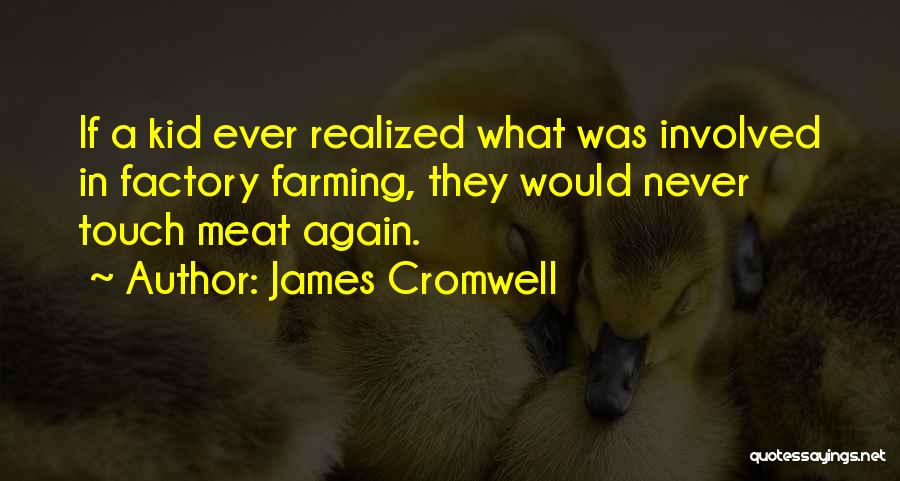 James Cromwell Quotes: If A Kid Ever Realized What Was Involved In Factory Farming, They Would Never Touch Meat Again.