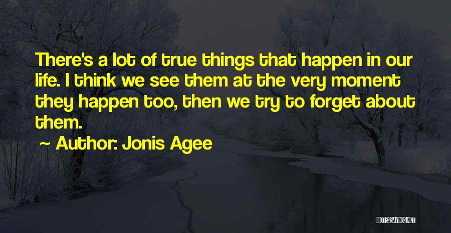 Jonis Agee Quotes: There's A Lot Of True Things That Happen In Our Life. I Think We See Them At The Very Moment