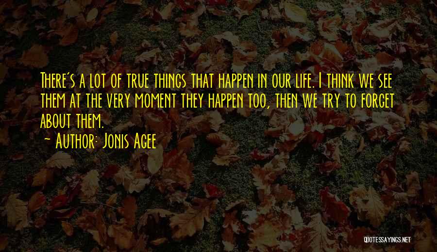 Jonis Agee Quotes: There's A Lot Of True Things That Happen In Our Life. I Think We See Them At The Very Moment